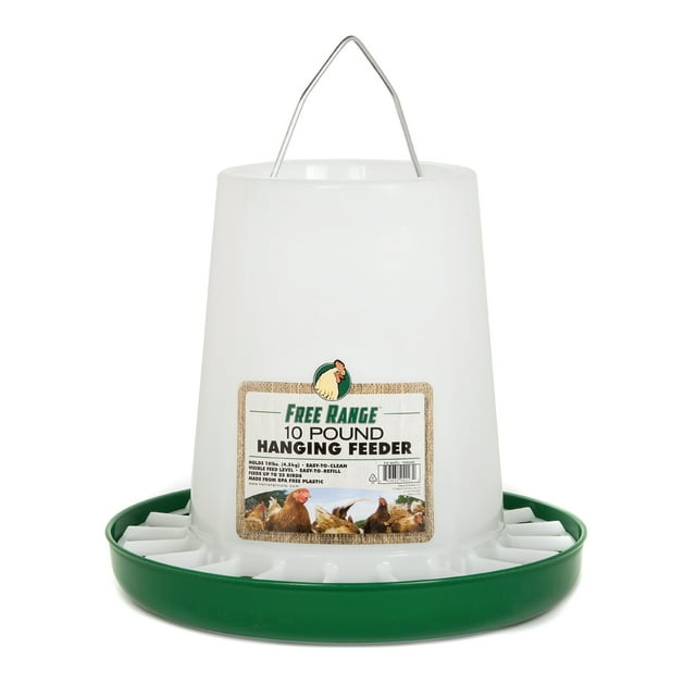 Harris Farms Free Range Hanging Poultry Feeder, Twist Lock Base, 10 lbs