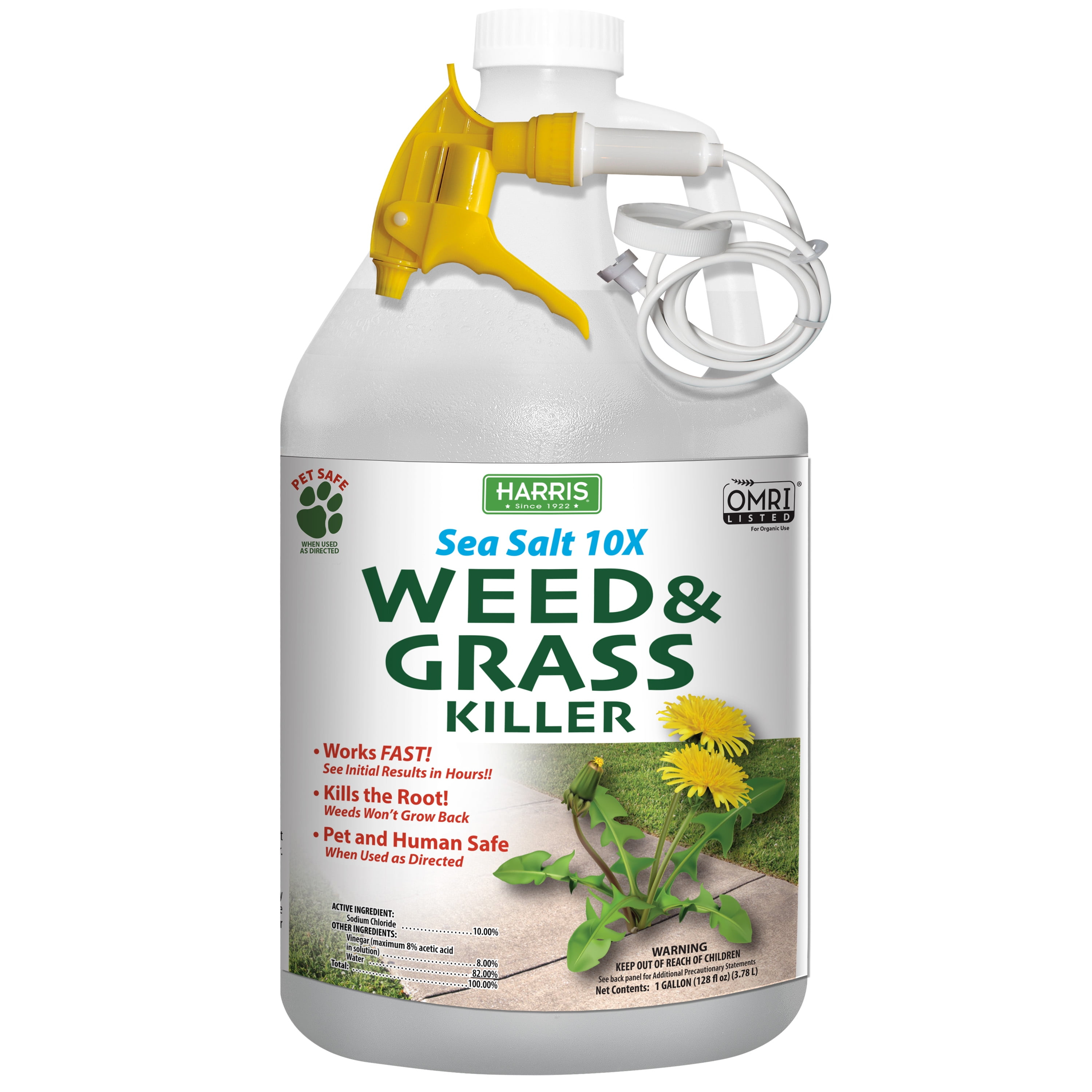 Harris Sea Salt 10X Organic Weed & Grass Killer, 1 Gallon