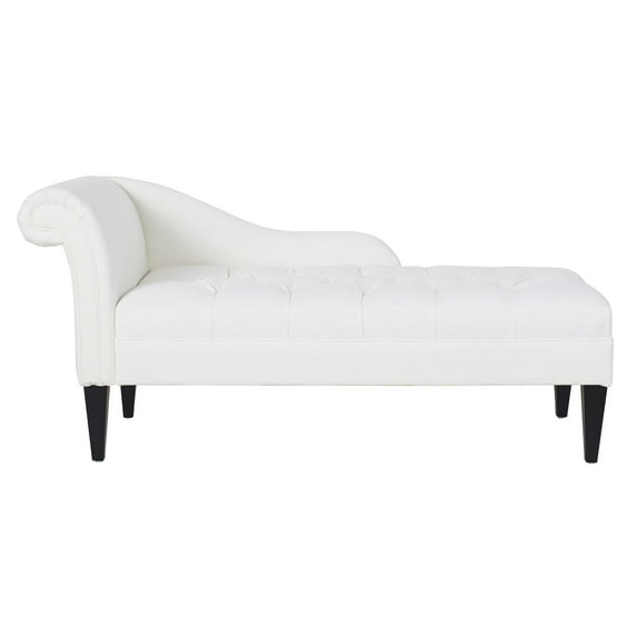 Harrison Tufted Roll Arm Chaise Lounge Antique White