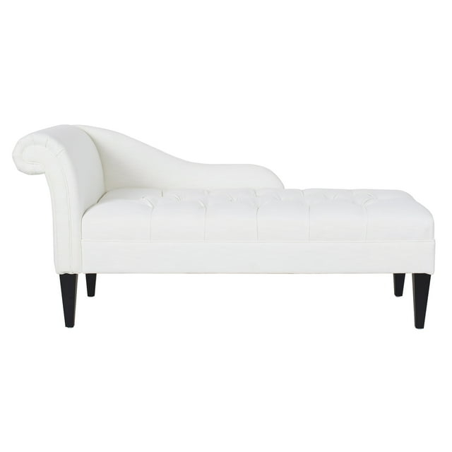 Harrison Tufted Roll Arm Chaise Lounge Antique White