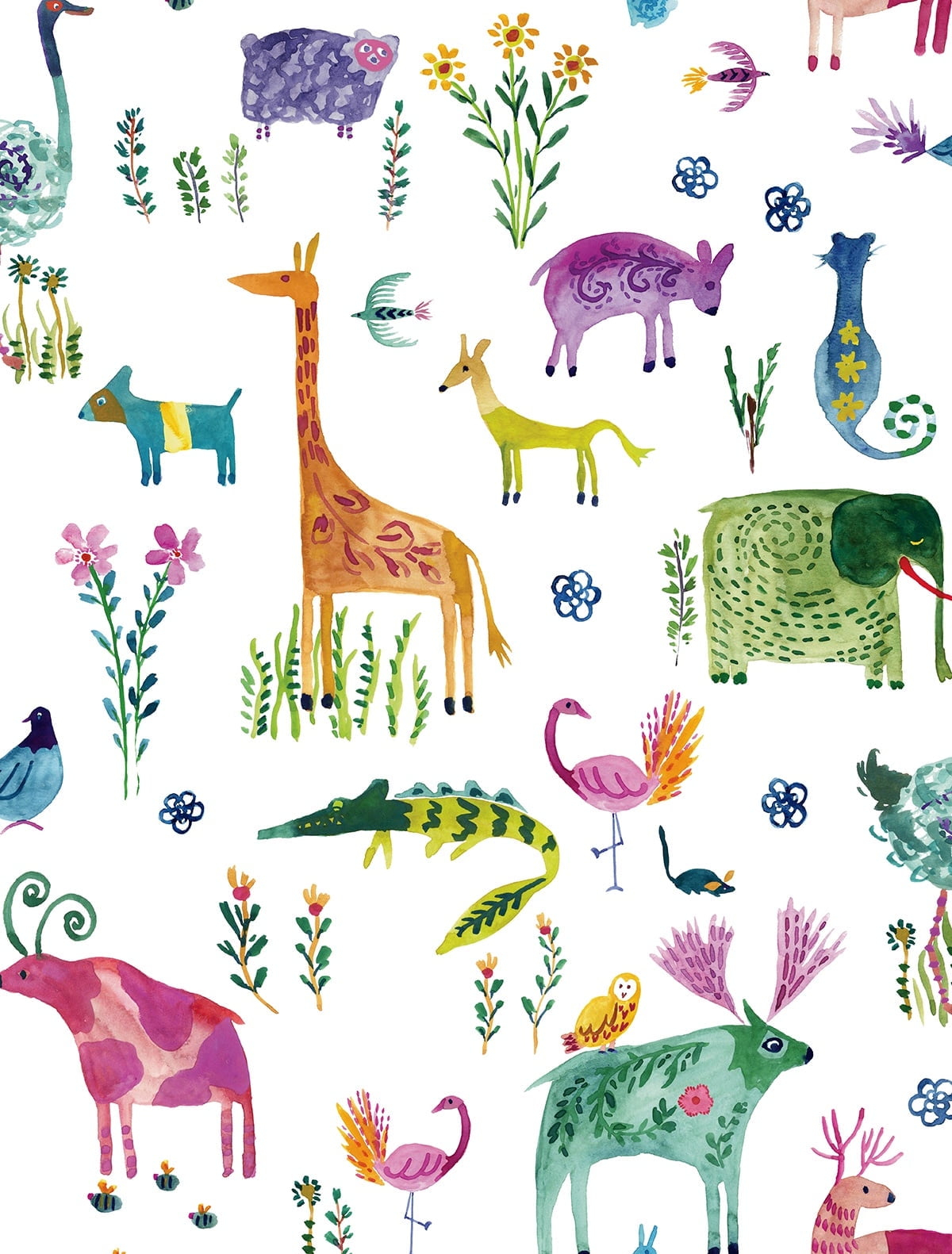 Harry & Grace Off-White Animals Peel and Stick Wallpaper - 20.5 in. W x 18 ft. L Roll