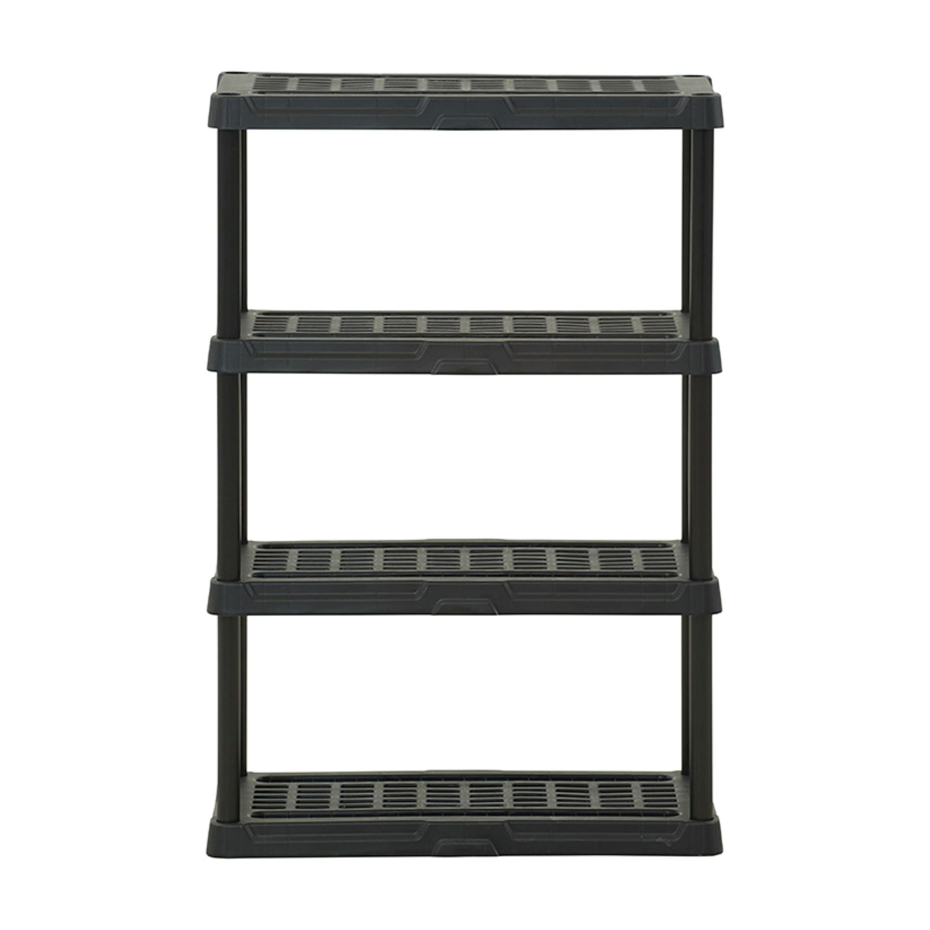 Hart Black Plastic 4-Tier Shelf 36" W x 18" D x 53" H, Up to 600 lb Total Capacity