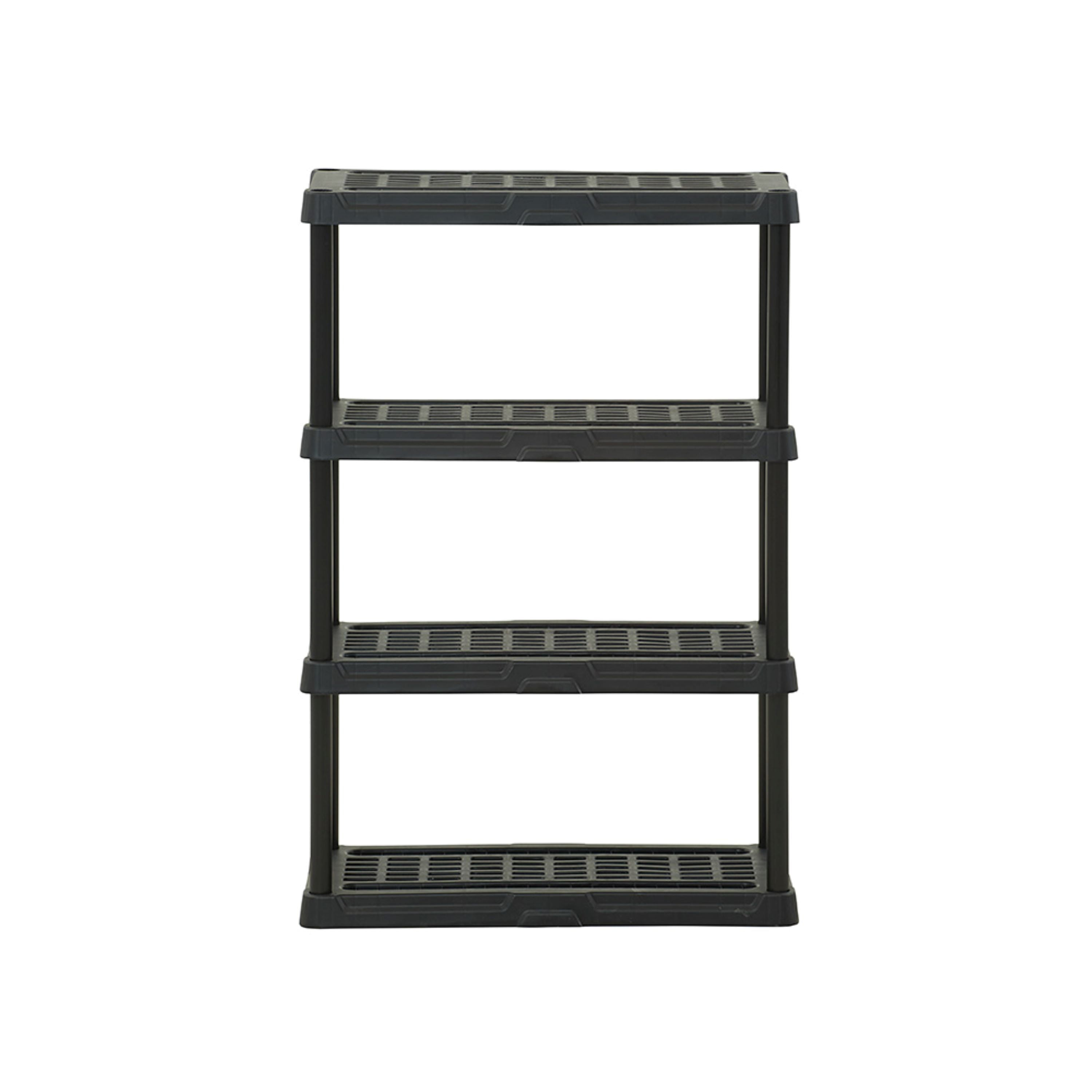Hart Black Plastic 4-Tier Shelf 36" W x 18" D x 53" H, Up to 600 lb Total Capacity