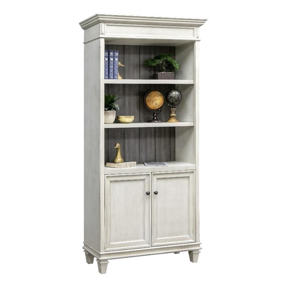 Hartford Wood Bookcase With Doors Storage Cabinet Office Shelves White
