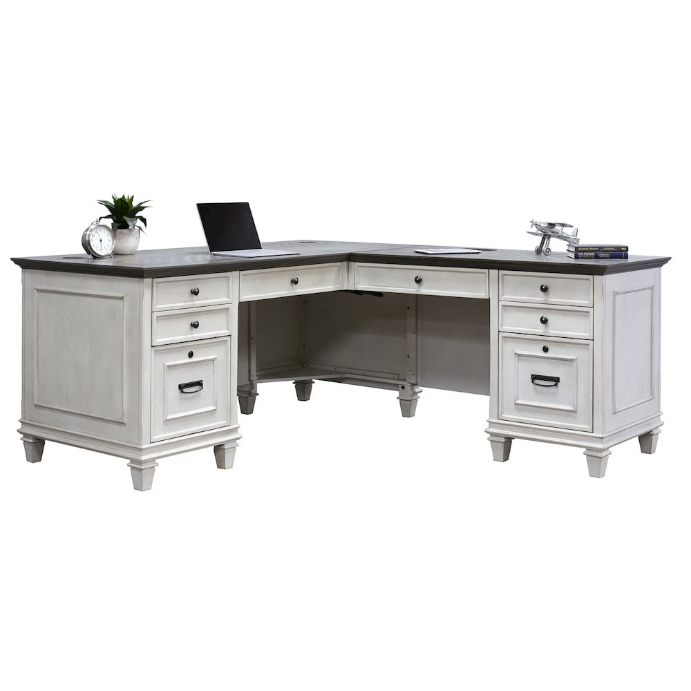 Hartford Wood L-Desk and Return Writing Table and return Office Desk White