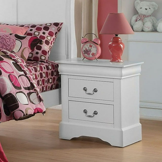 Hassch Mesita de Noche de Madera con 2 Cajones de Almacenamiento Mesita de Noche Decorativa de Mediados de Siglo para Dormitorio y Salón, Blanco