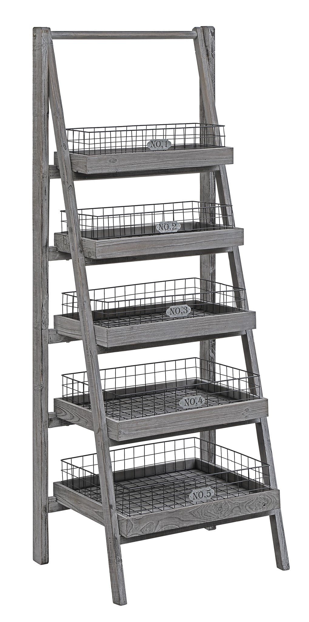 Hastings 5 Tier Charcoal Grey Angled Etagere with Removable Metal Baskets