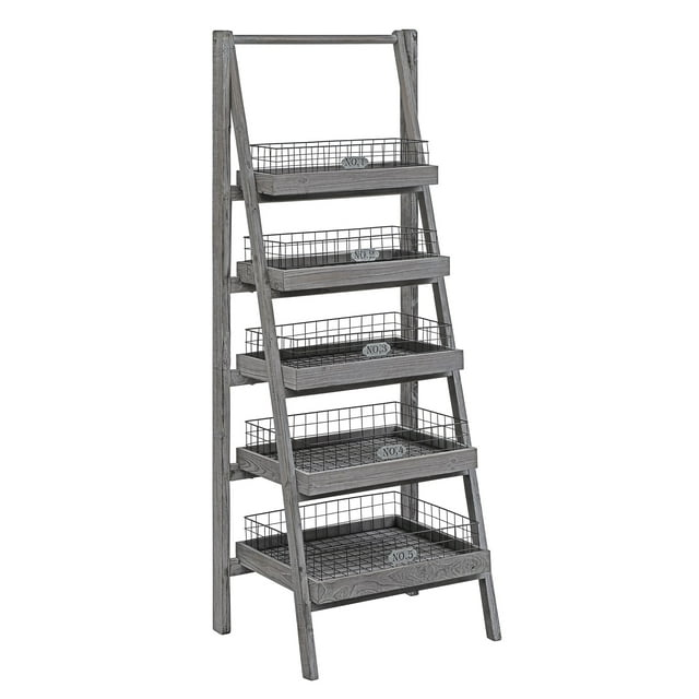 Hastings 5 Tier Charcoal Grey Angled Etagere with Removable Metal Baskets