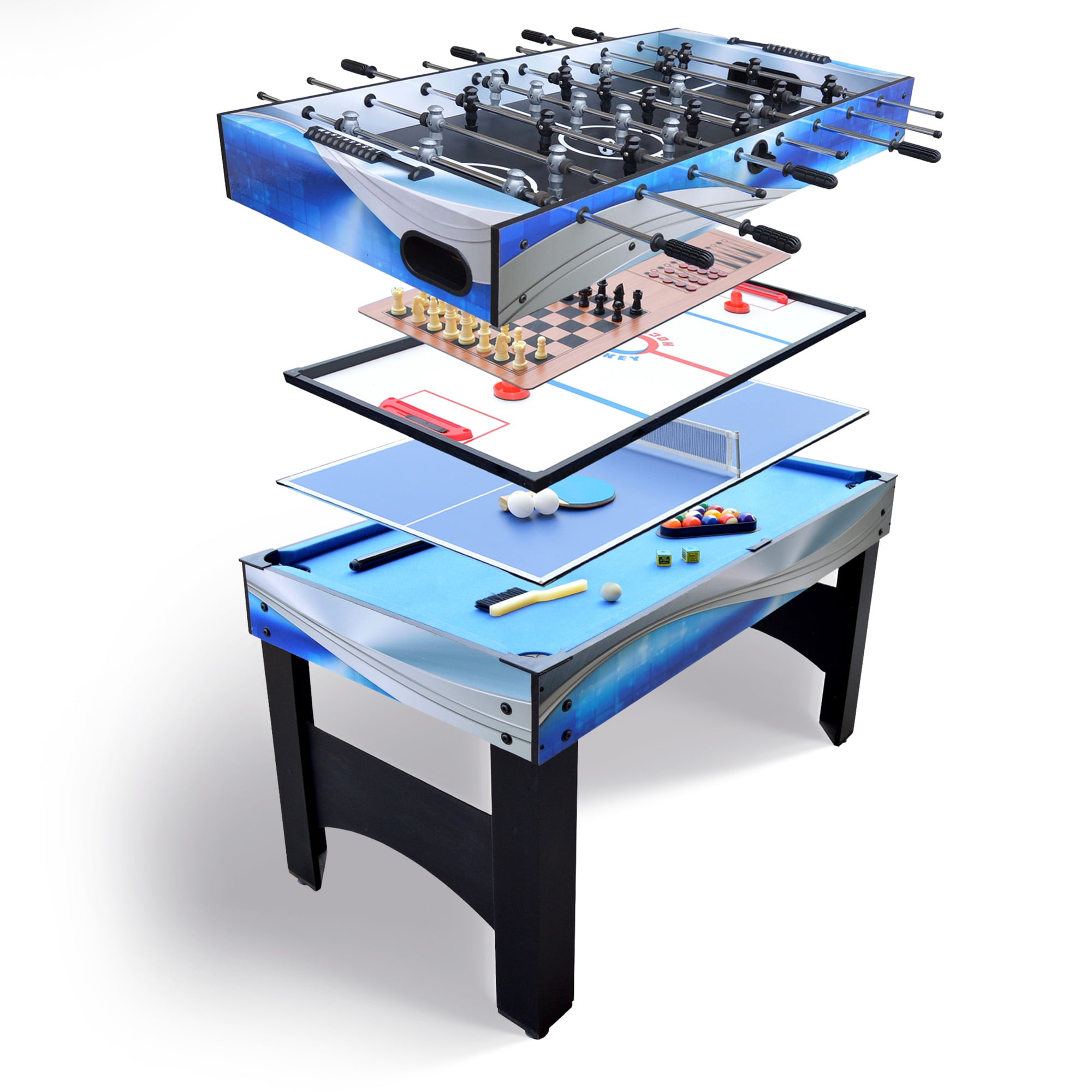 Hathaway Matrix 7-in-1 Multi-Game Table with Foosball, Pool, Tennis, 54-in