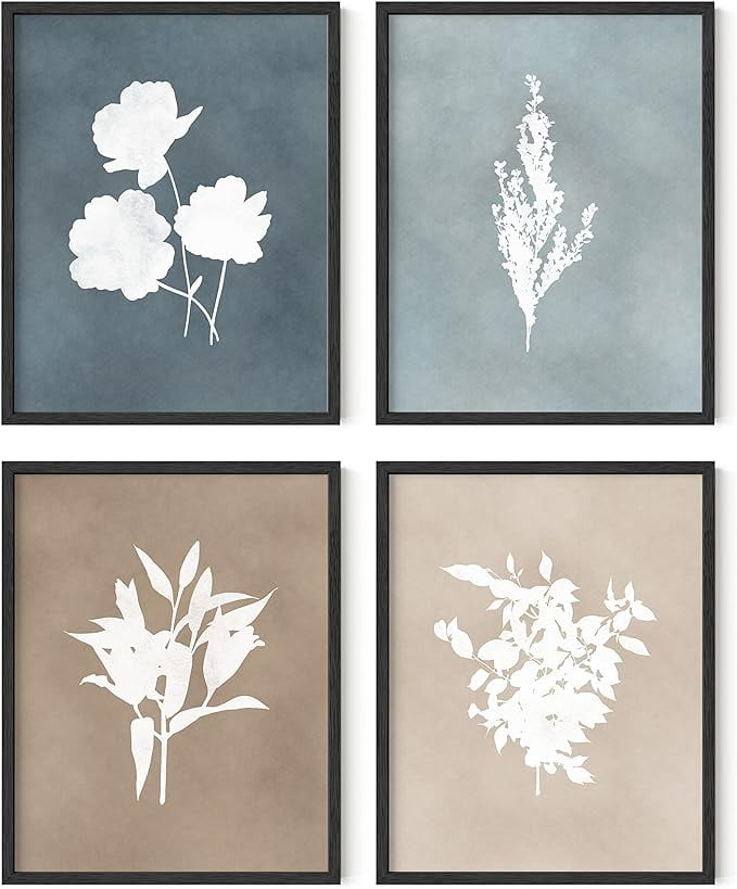 Haus and Hues Floral Wall Art - Set of 4 Plant Posters for Wall Vintage, Botanical Prints, Flower Pictures for Room Aesthetic, Vintage Art Prints, Flower Wall Art (11x14, Unframed)