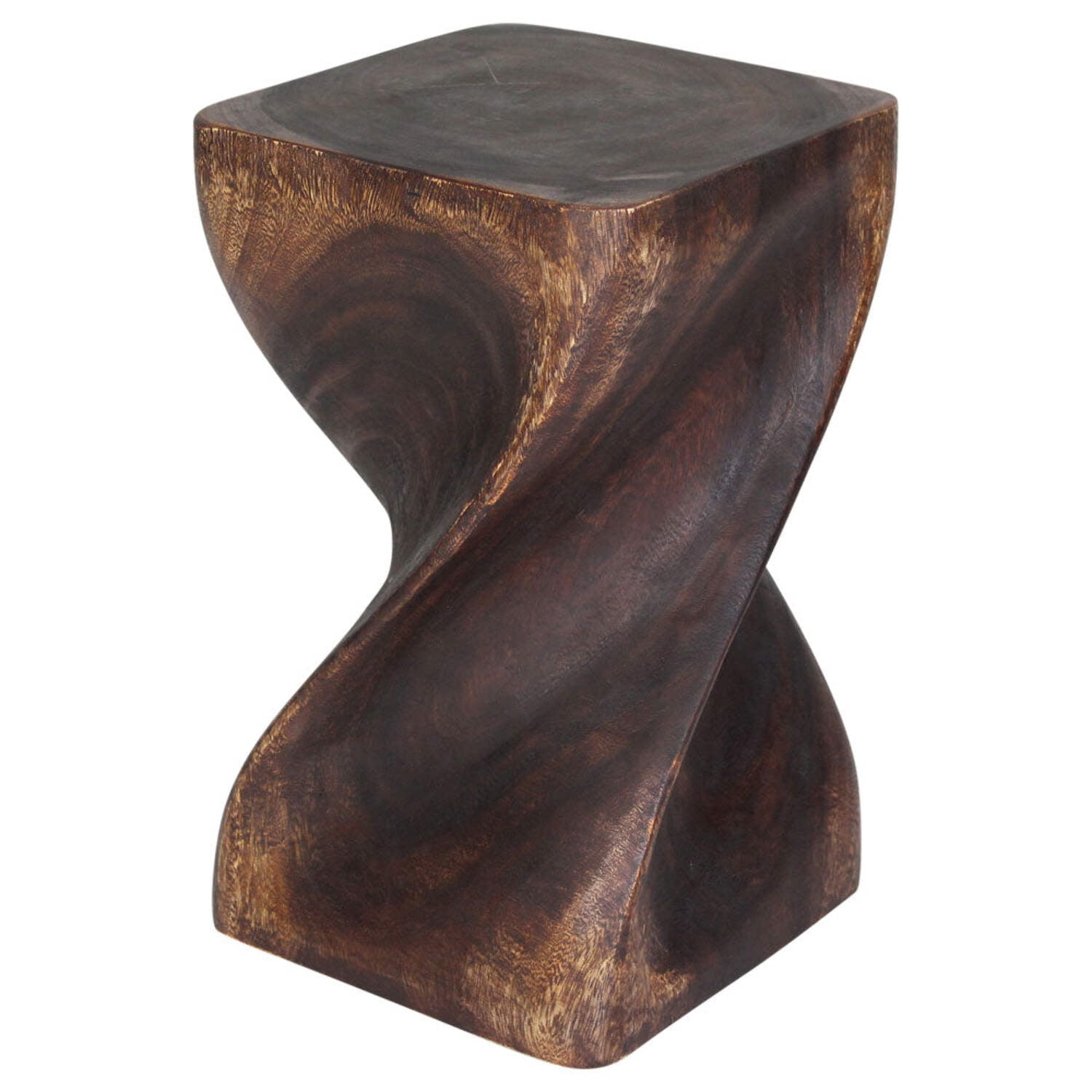 Kammika Import Export Co., Ltd. Haussmann® Big Twist Wood Stool Table 12 in SQ x 20 in H Mocha Oil