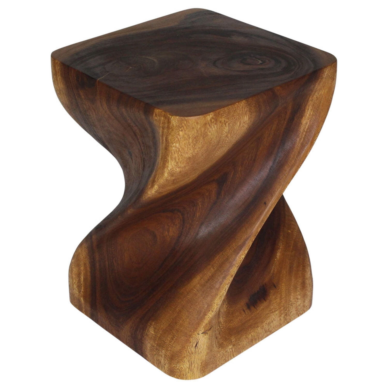 Kammika Import Export Co., Ltd. Haussmann® Big Twist Wood Stool Table 14 in SQ x 20 in H Walnut Oil