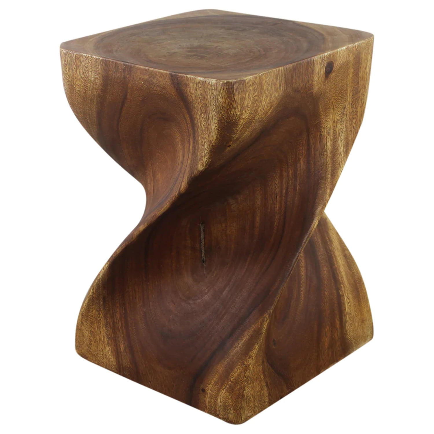 Kammika Import Export Co., Ltd. Haussmann® Big Twist Wood Stool Table 14 in SQ x 20 in H Walnut Oil
