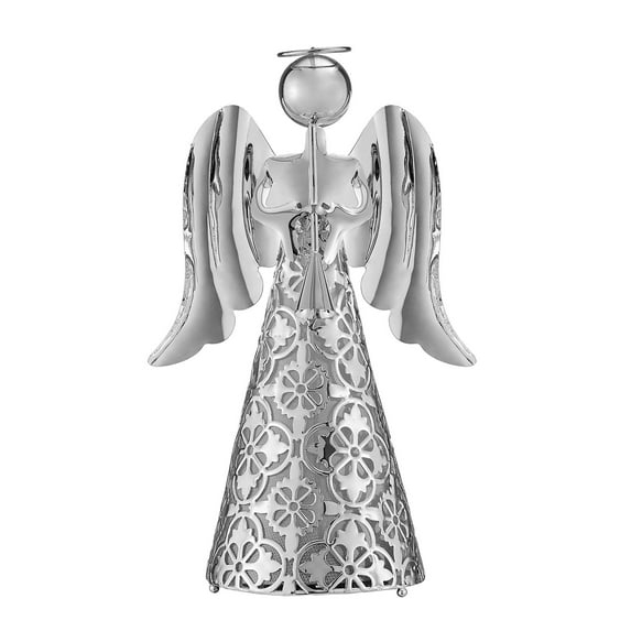 9" Pre-Lit LED Tabletop Angel Decorative Figurine Silver - Haute Décor