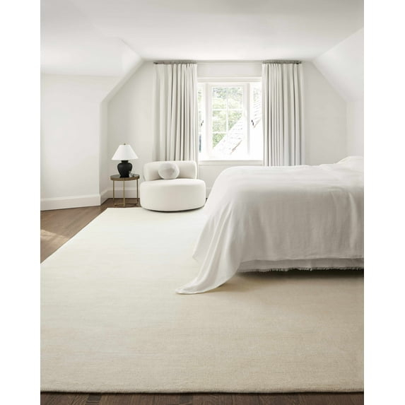 Hauteloom Brockton Solid Wool Modern Farmhouse X-Large Area Rug - Suitable for Living Room Bedroom -%100 Wool - Hand Loomed - Medium Pile - Beige, Cream - 9' x 13'