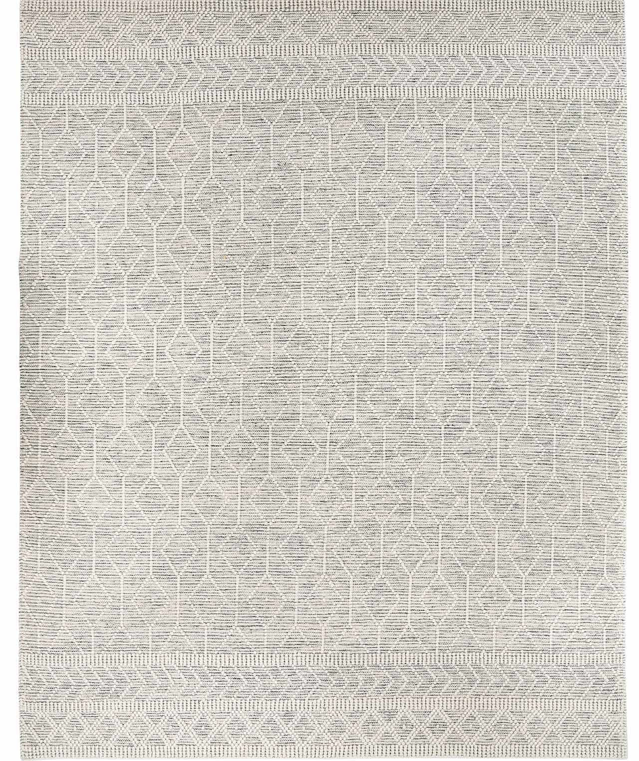 Hauteloom Carolina Boho Hand Woven Wool High Low Textured Area Rug - Farmhouse Moroccan Trellis Carpet for Living Room - Handmade Zig Zag Bubble Weave - Black, White, Cream - 9' x 12' (9x12)