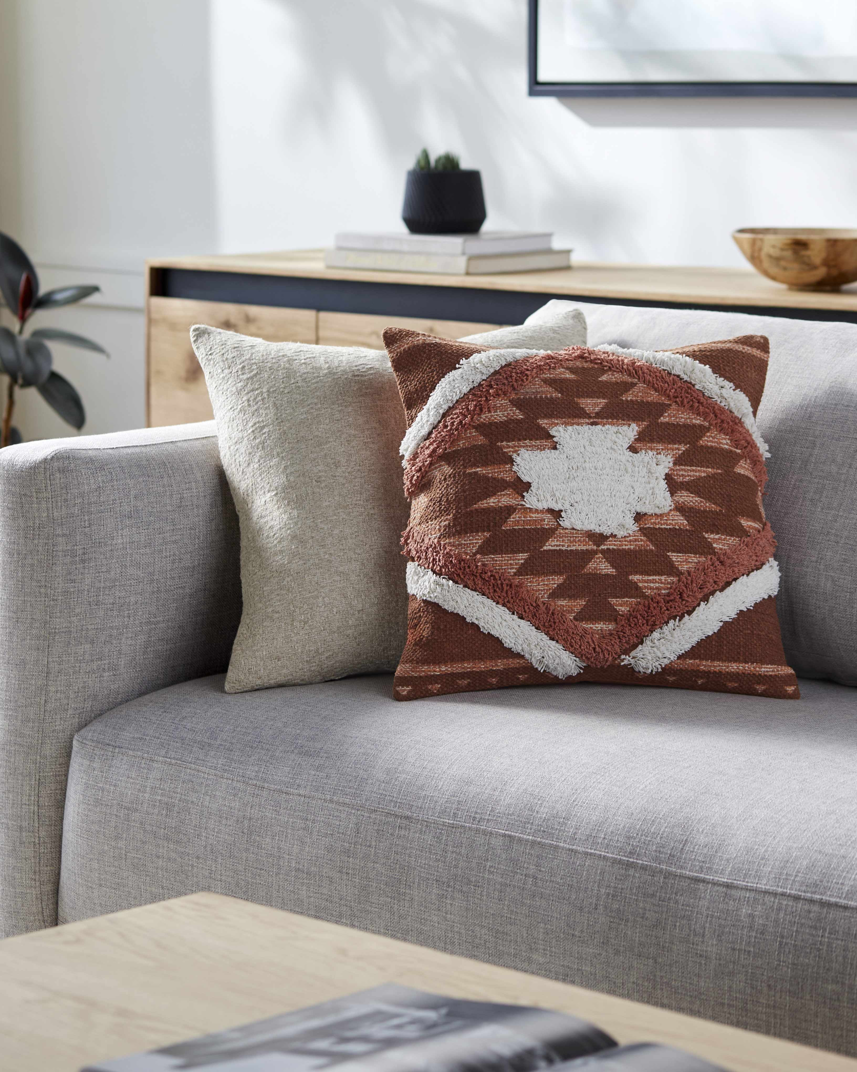 Hauteloom Shepardsville Decorative Throw Pillow - Sofa Couch Cushion Cover - Boho Farmhouse Lumbar -%100 Cotton - Orange