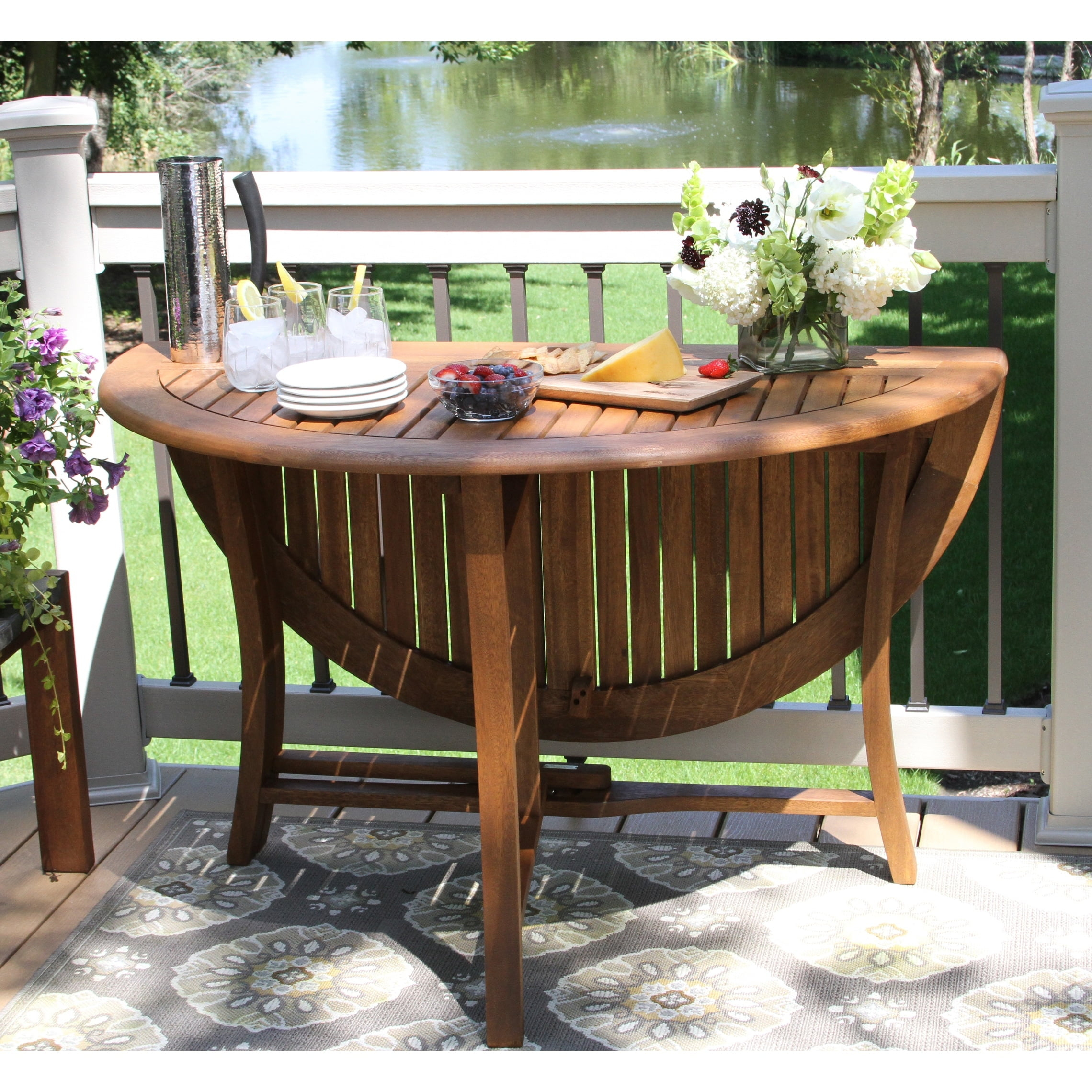 Havenside Home Eilaf 48" Round Eucalyptus Folding Table