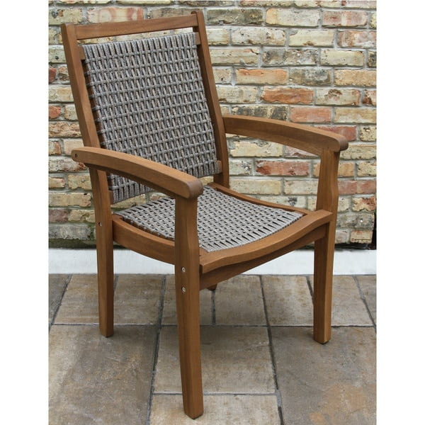 Havenside Home Eilaf Driftwood Grey Wicker & Eucalyptus Stacking Armchair - N/A