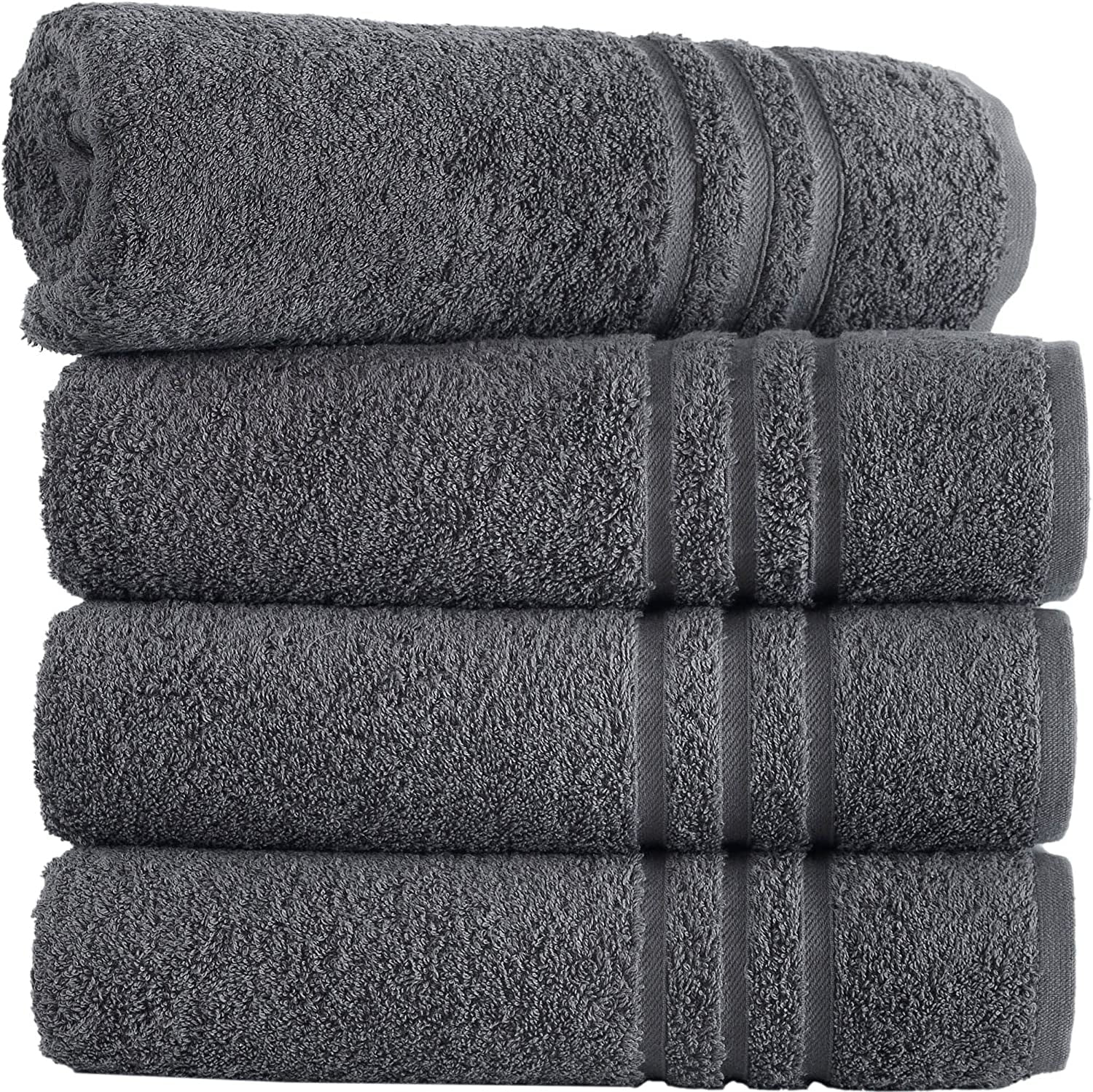 ECO TOWELS Premium Hotel & Spa Bath Towel Cotton, 27" x 54",Set of 4 (Grey)