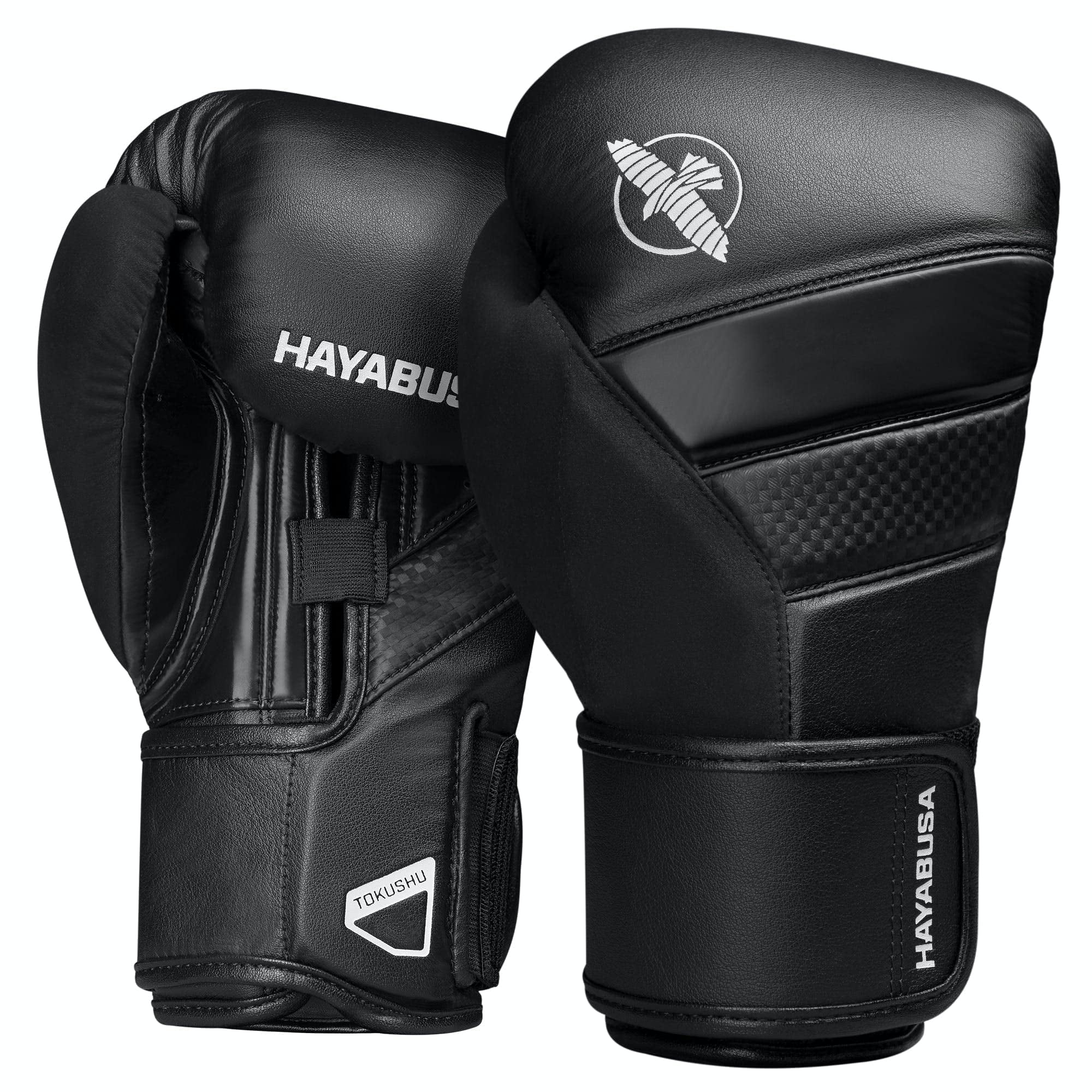 Hayabusa T3 Boxing Gloves for Men and Women Wrist and Knuckle Protection, Dual-X Hook and Loop Closure, Splinted Wrist Support, 5 Layer Foam Knuckle Padding - Black, 18 oz