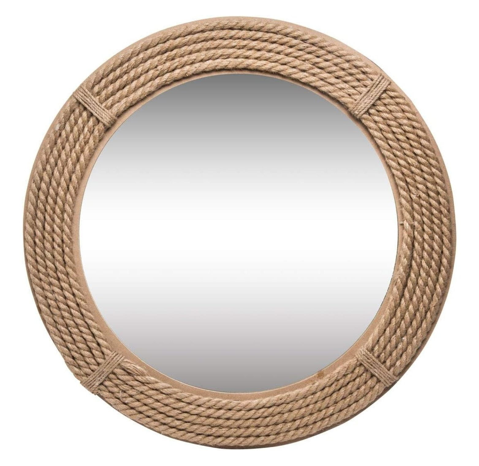 HeSLehs 23.75 inch Diameter Round Wrapped Rope Wall Mirror, Brown