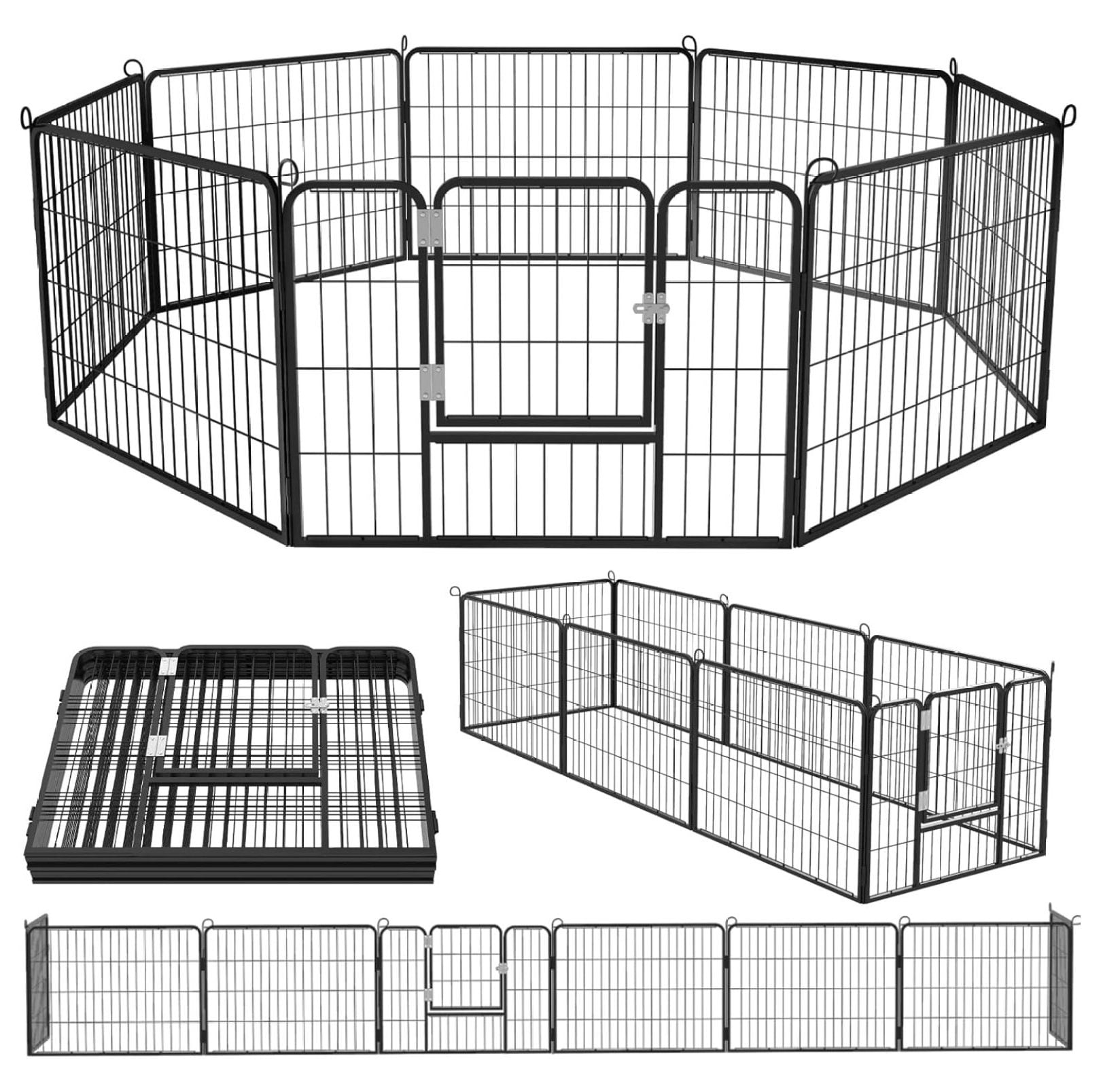 JepoIA Heavy Duty Metal Dog Playpen for Medium/Small Animals, 8 Panels 24”Height x 27" Width, Dog Fence Exercise Pen with Doors, Pet Puppy Outdoor Playpen Pen for Outdoor, Indoor, RV, Camping, Yard