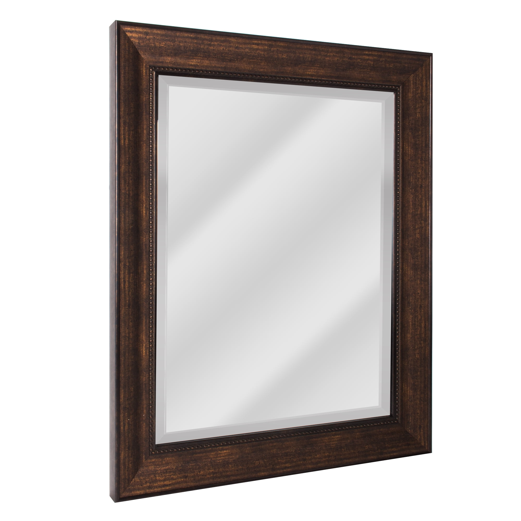 Head West Deep Bronze Beaded Rectangular Framed Beveled Accent Wall Vanity Mirror - 28.5 x 34.5