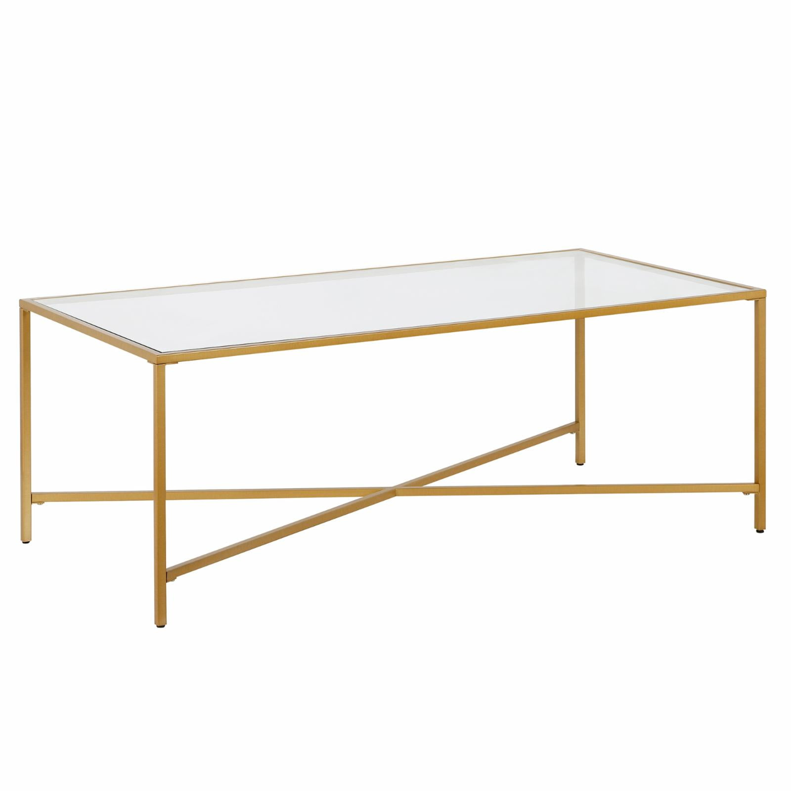 Henn&Hart Brass Coffee Table with Glass Top