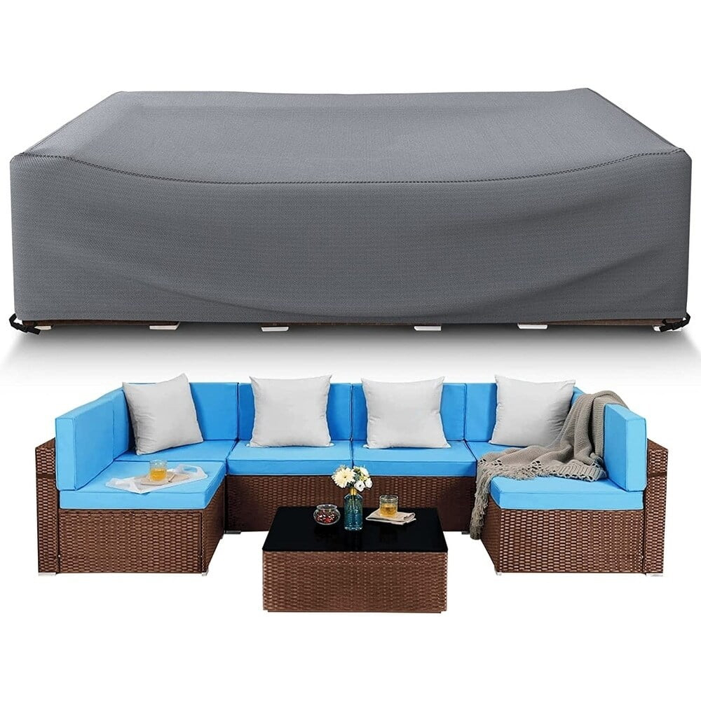 Heavy Duty Patio Furniture Cover Outdoor Rectangular Table and Chair Set Cover Waterproof 110"x84"x28"