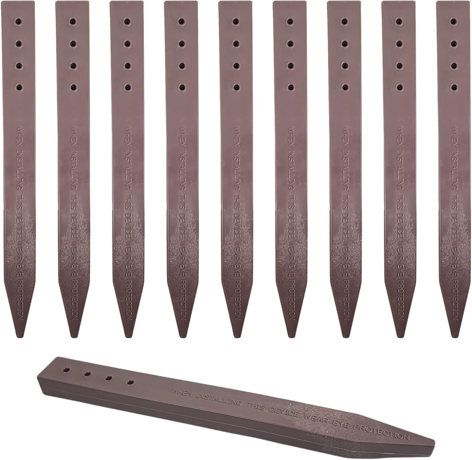 Heavy Duty Brown Recycled Plastic Garden Border Stakes, 12-Inch, 20-Pack