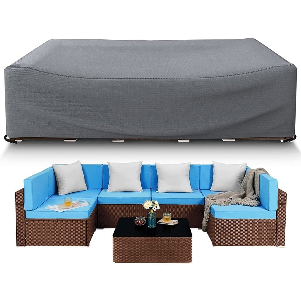 Heavy Duty Patio Furniture Cover Outdoor Rectangular Table and Chair Set Cover Waterproof 110"x84"x28"