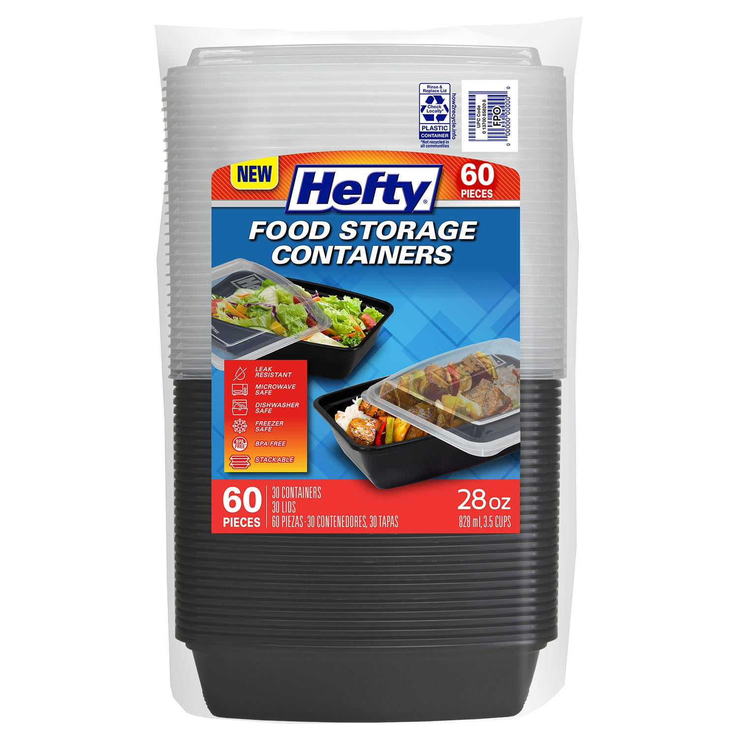 Hefty Food Storage Containers W/ Lid (28 Oz.  30 Ct.)