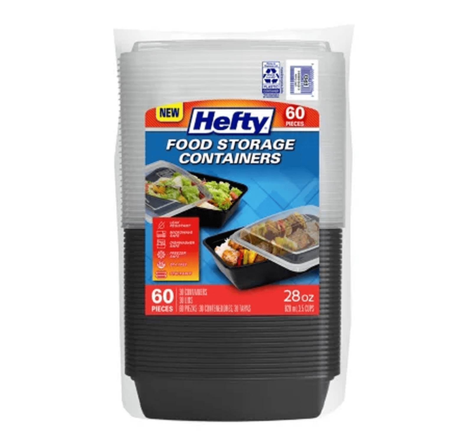 Hefty Food Storage Containers W/ Lid (28 Oz.  30 Ct.)