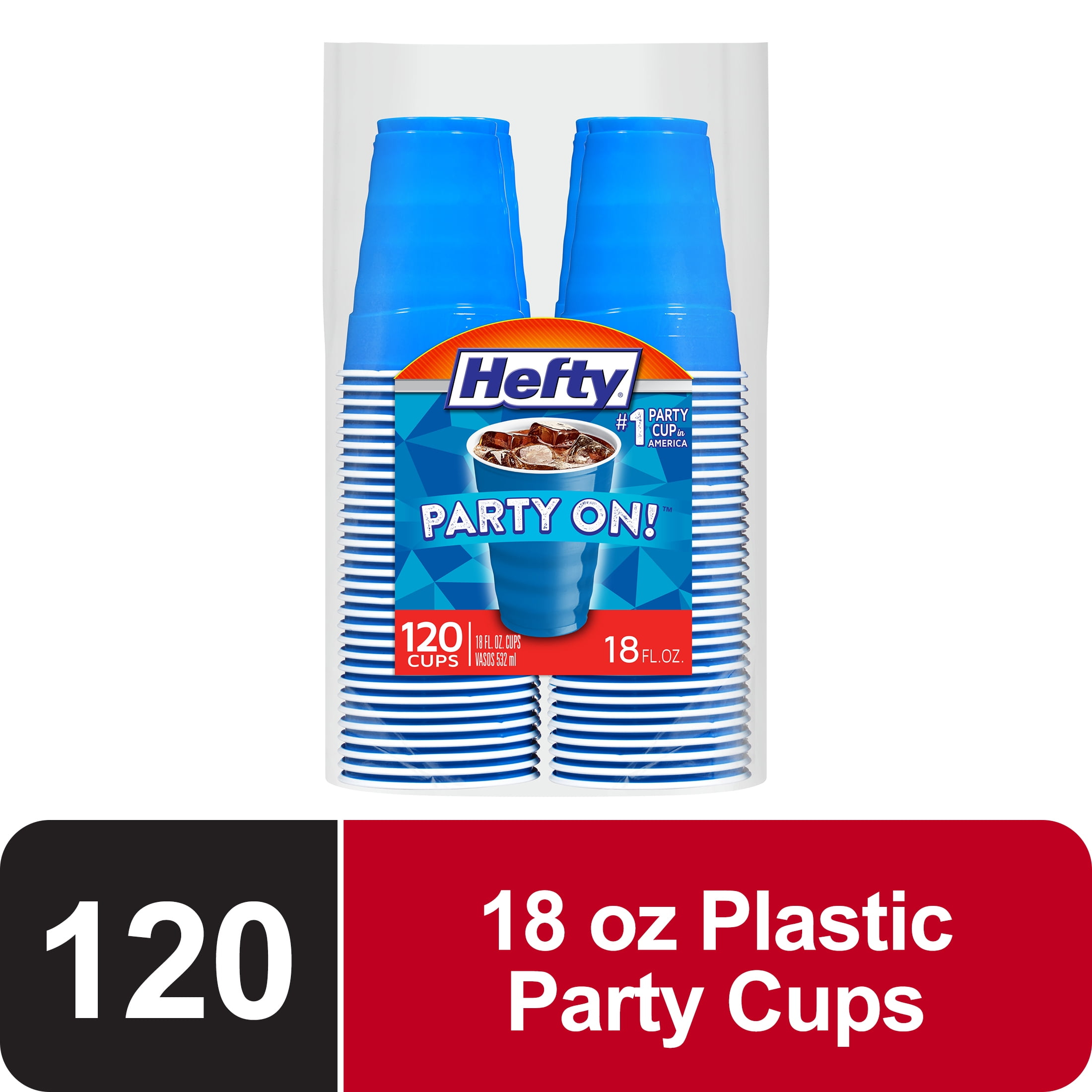 Hefty Marine Blue 18 Ounce Party Cups, 120 Count