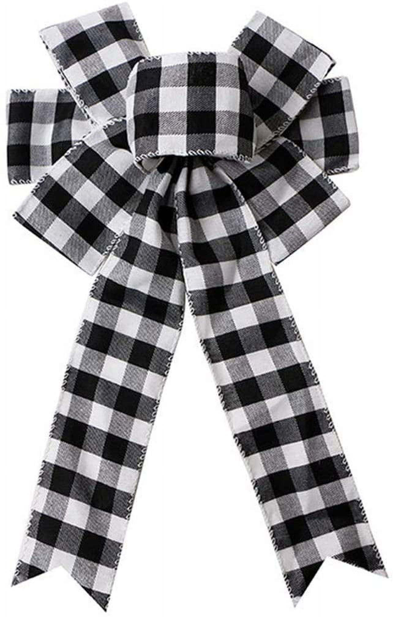 Heldig Black White Buffalo Plaid Bow Christmas Wreath Bow Holiday Christmas Bows for Christmas Tree Topper Bow Front Door Wreath Christmas Decorations