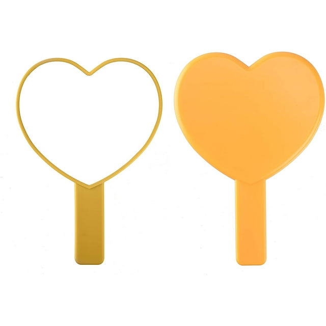 Heldig Heart-Shaped Travel Handheld Mirror, Cosmetic Hand Mirror with Handle