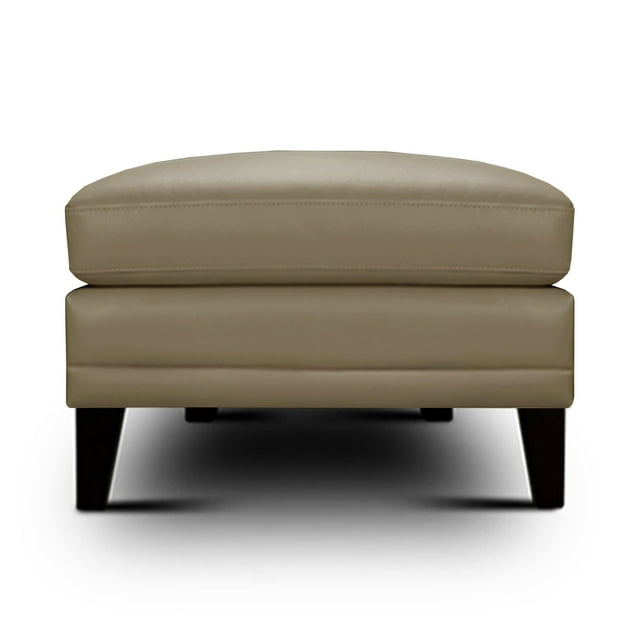 Hello Sofa Home Sienna Mid-Century Modern Top Grain Leather Ottoman in Beige