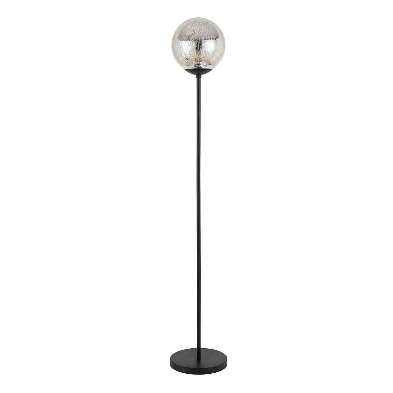 Evelyn&Zoe Oula 66" Tall Floor Lamp with Glass Shade, Blackened Bronze/Mercury Glass
