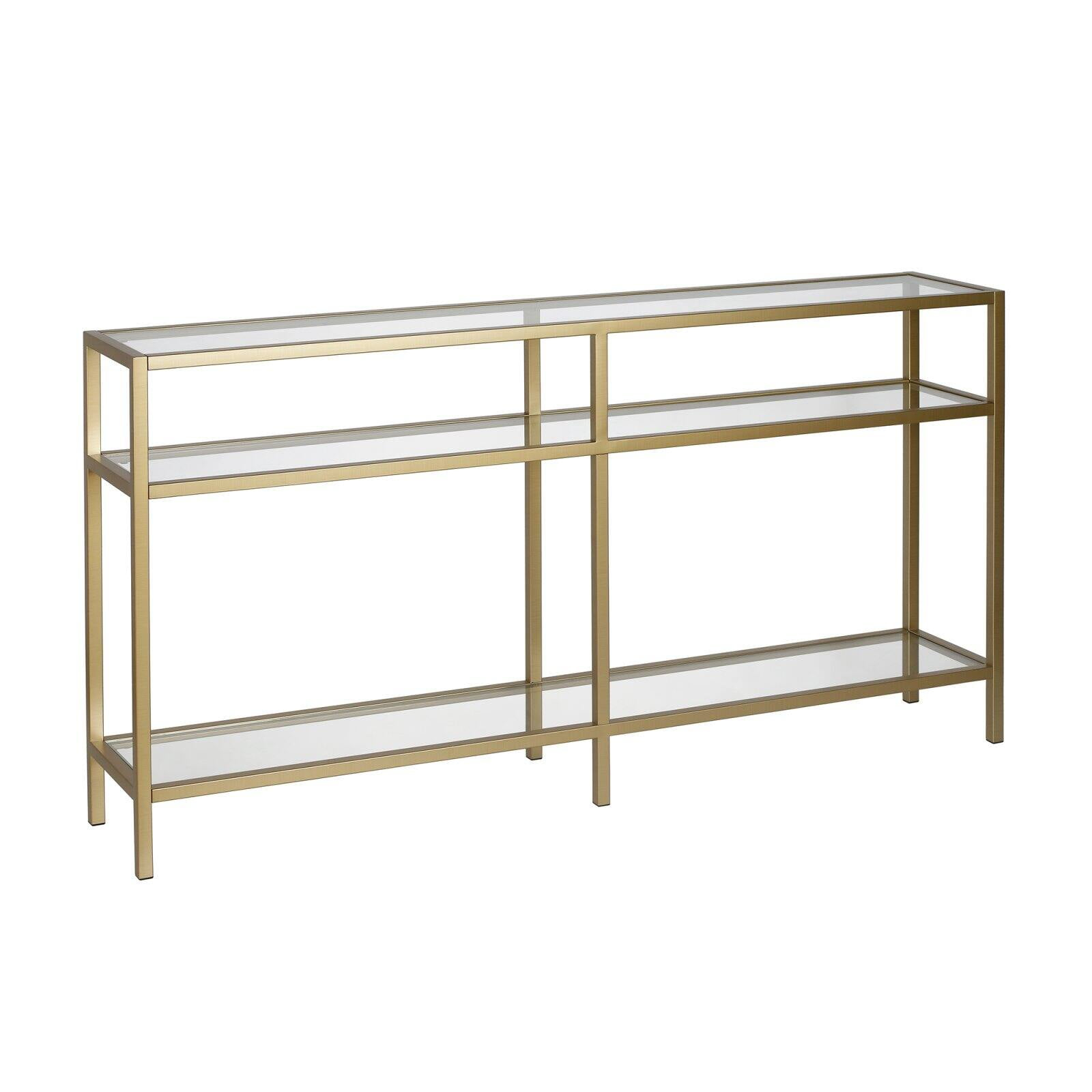 Evelyn&Zoe Sivil 55" Wide Rectangular Console Table, Brass