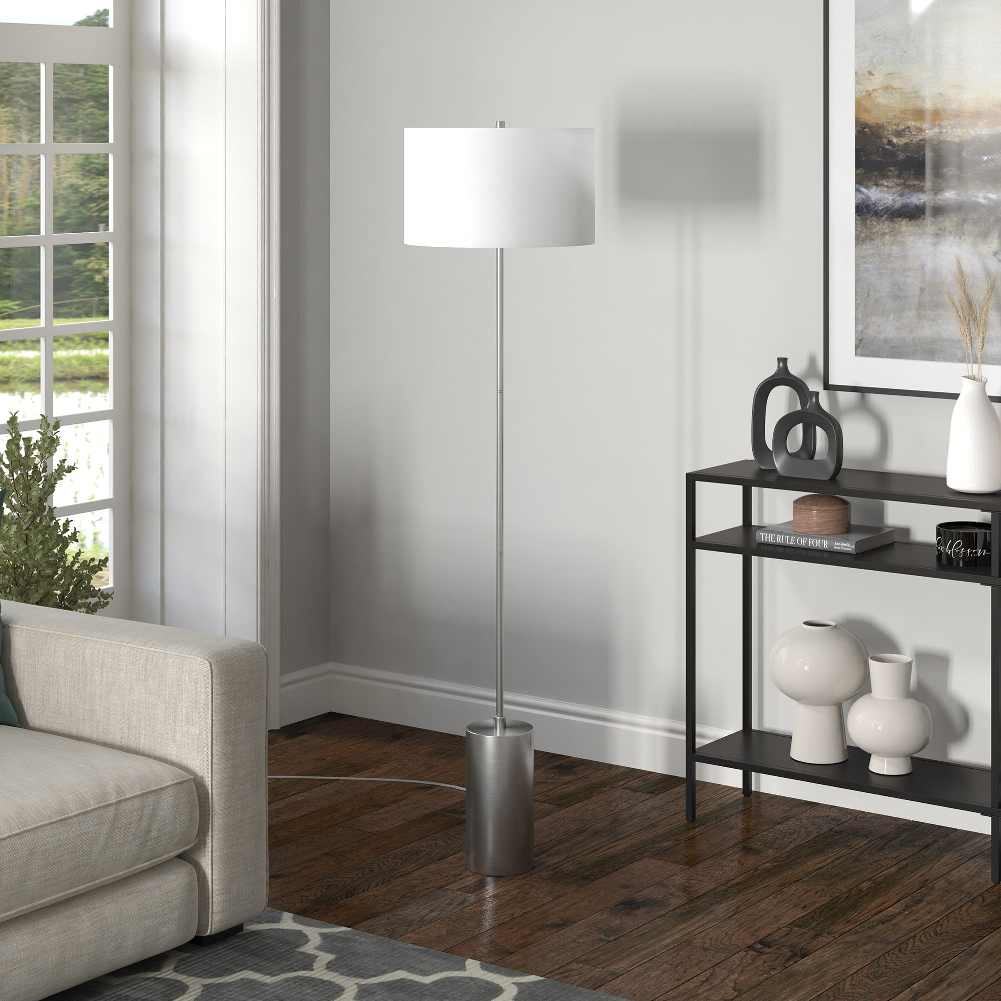 Henn&Hart 64" Silver Floor Lamp