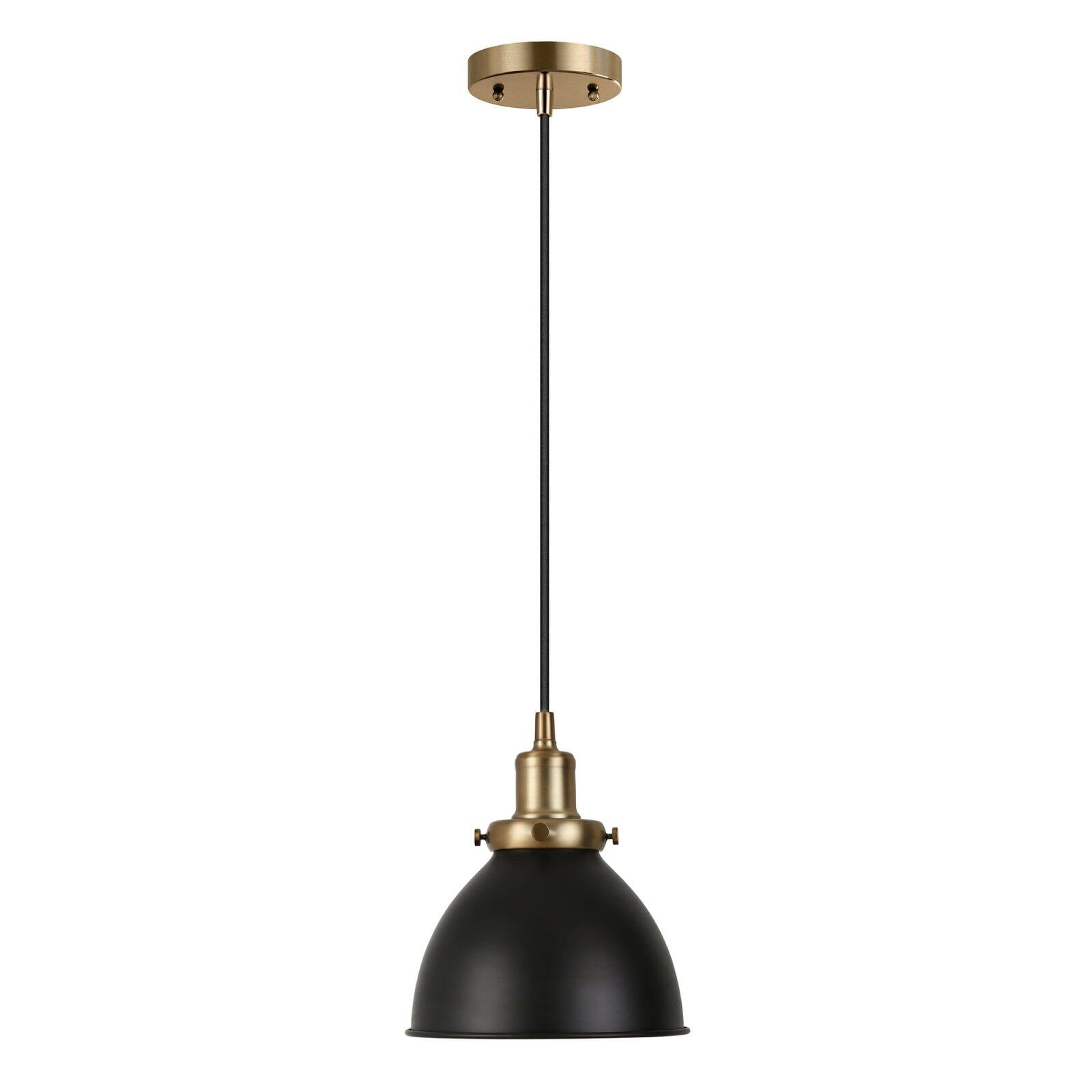Evelyn&Zoe 8" Black/Brass Metal Pendant
