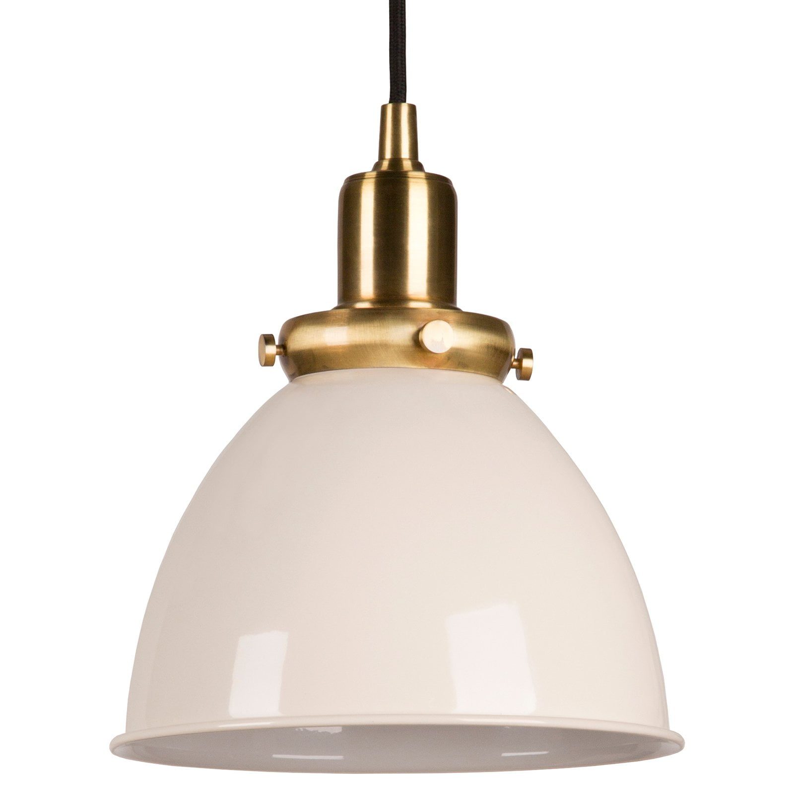 Evelyn&Zoe 8" Pearled White/Brass Metal Pendant