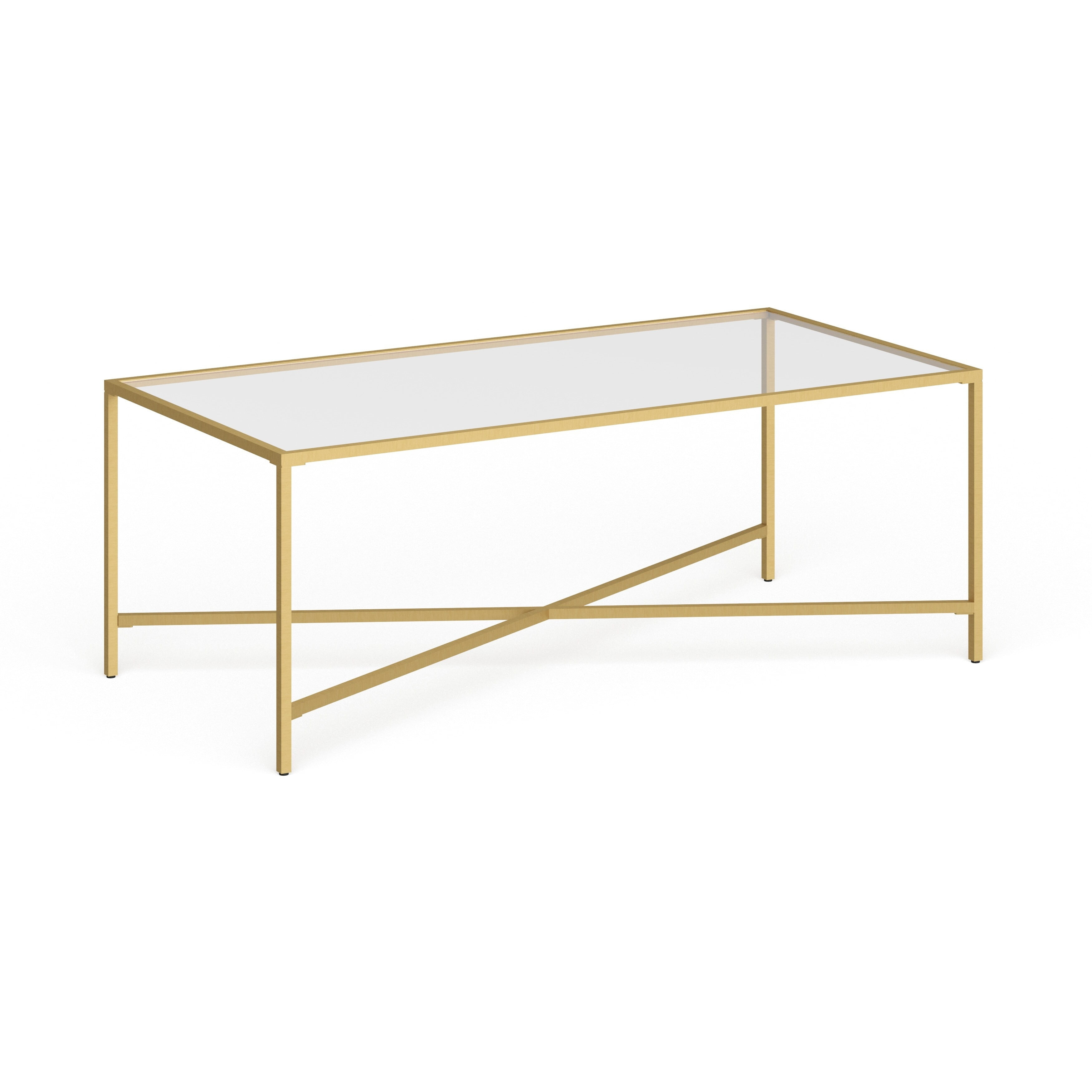 Henn&Hart Brass Coffee Table with Glass Top