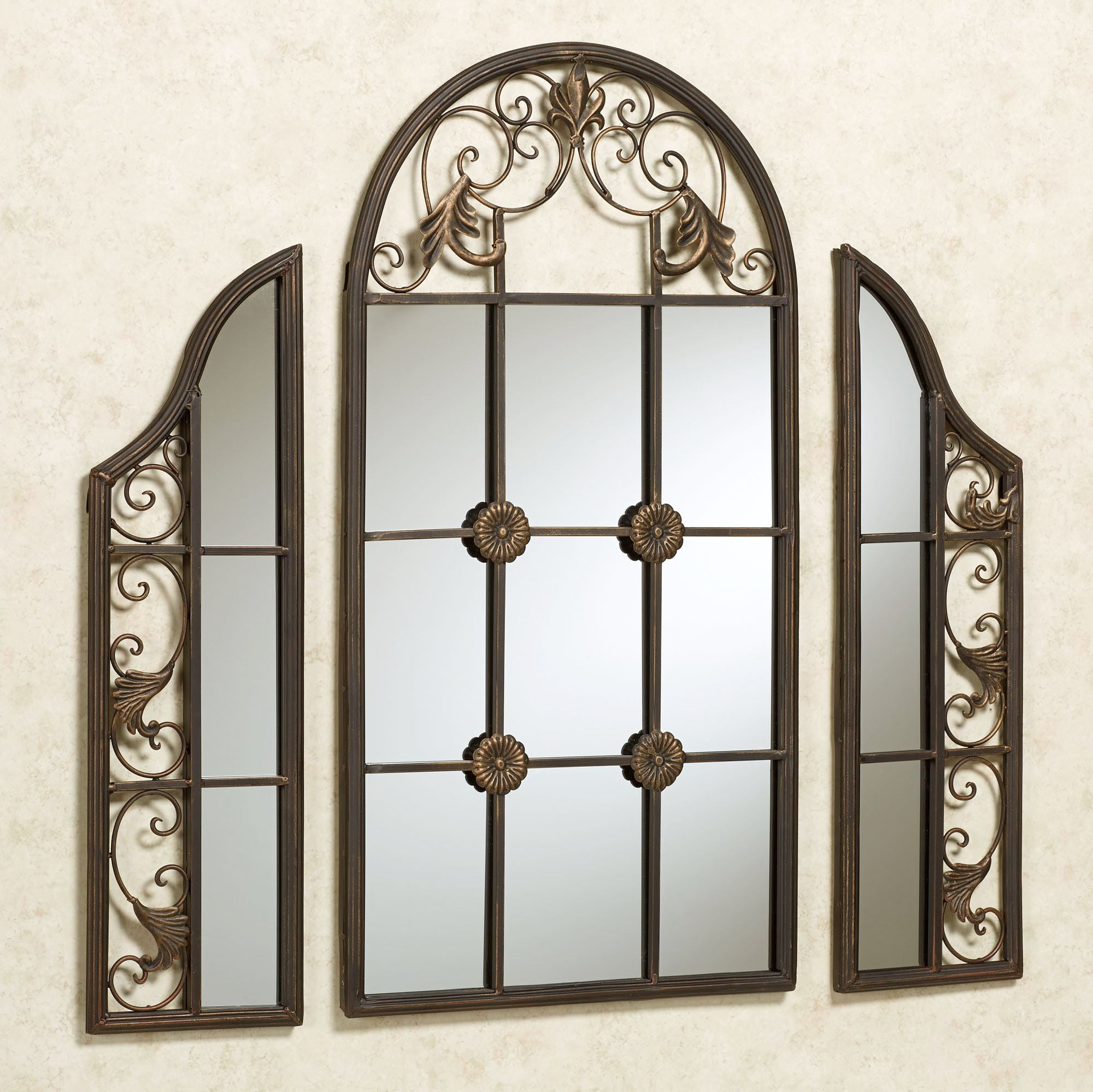 Hera Wall Mirror Set Dark Bronze 34 in wide x 1 in deep x 34 in high