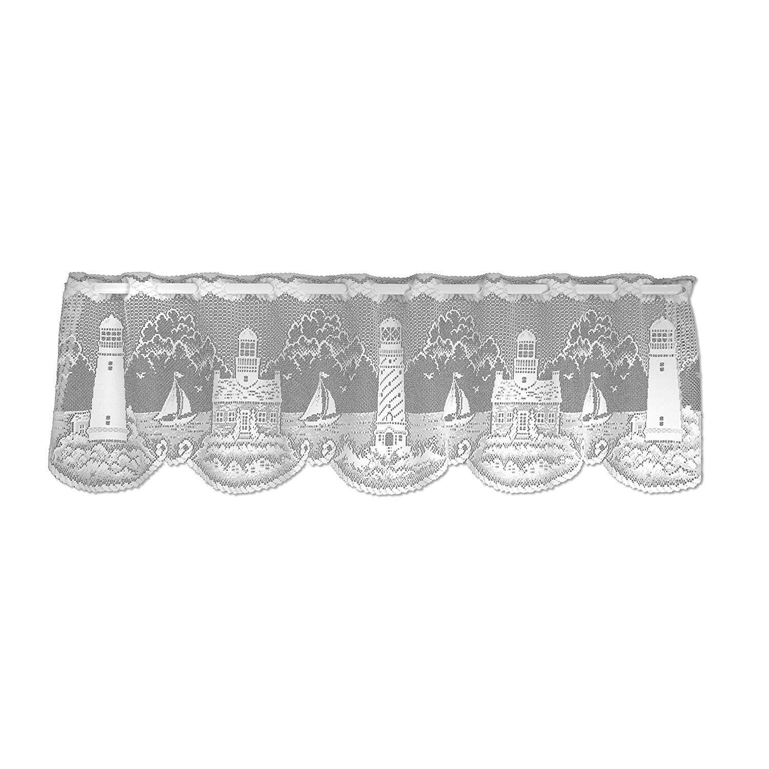 Heritage Lace Lighthouse 60-Inch Wide by 15-Inch Drop Valance, White