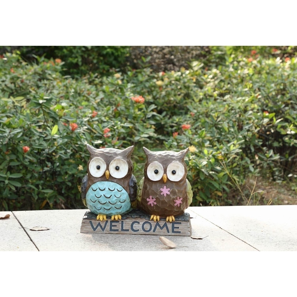 Hi-Line Gift Ltd 75618-E Owl Couple with Welcome Sign (Hi-Line Exclusive)