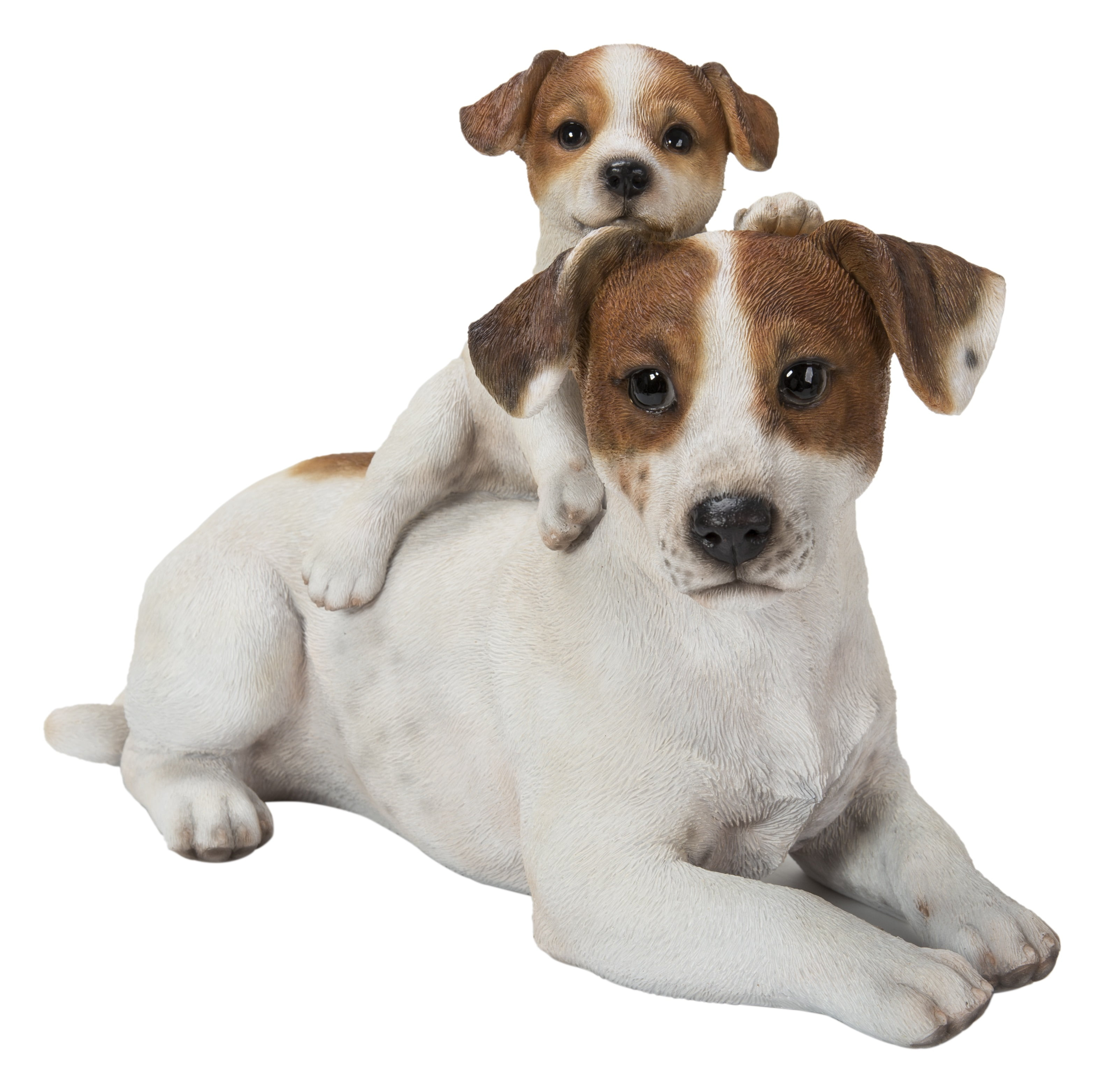 Hi-Line Gift Mother & Baby Jack Russell, White and Brown