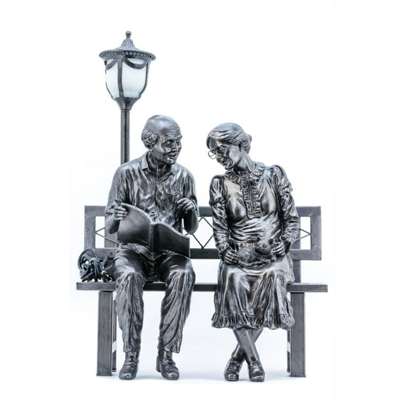Hi-Line Gifts 36.5" Old Couple with Street Lamp Outdoor Garden Statue