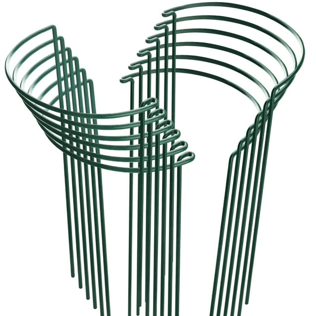 HiGift 12 Pack Plant Stakes for Indoor Plants, Metal Garden Peony Support Cages, Outdoor Plant Supports Ring Prop, Large Plant Stake for Hydrangea,Rose,Flower,Vine,Potted Plants (10" W x 15.8" H) C21